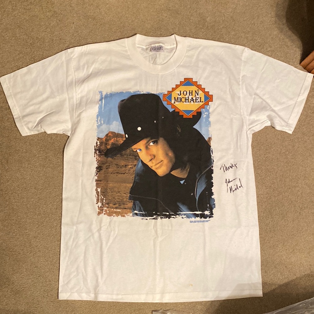 Autographed John Michael Montgomery T Shirt and Photo.